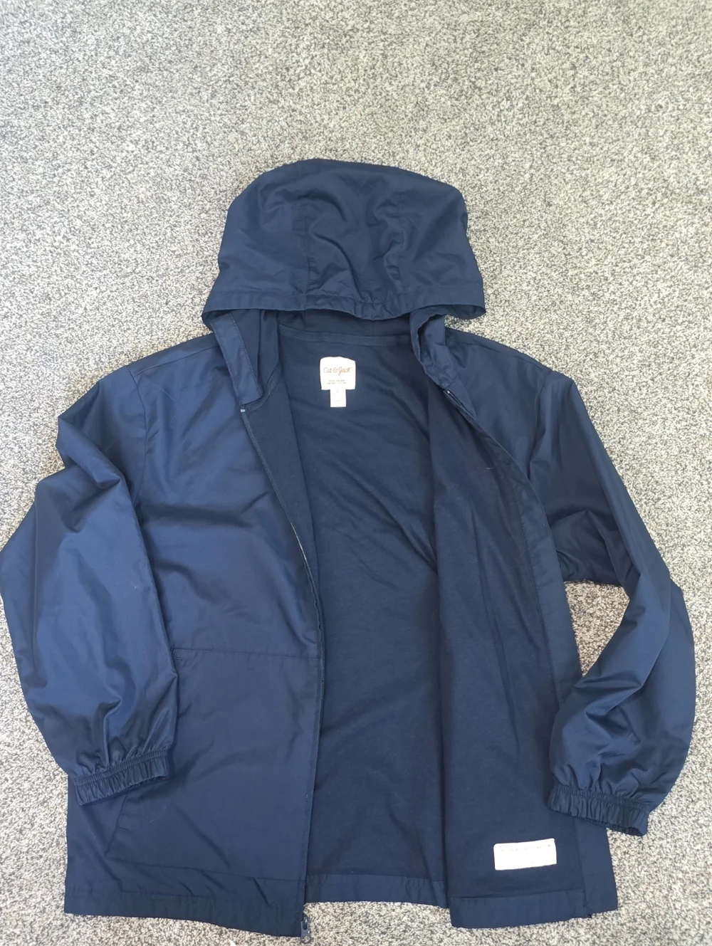 Boys Size XL Bundle Blue Rain Jacket & Grey Full Zip Hooded Sweatshirt